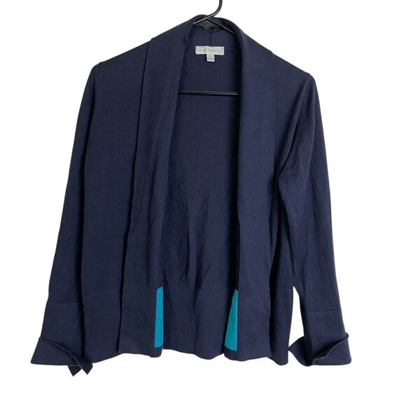 John Smedley Sea Island Cotton Cardigan Sweater Womens Medium Navy Open - Picture 1 of 10